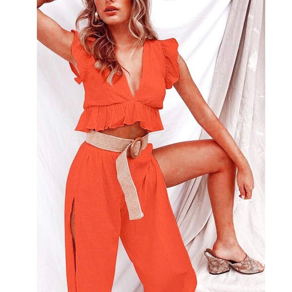 NWT 2-Piece Crop Top+Pants Set - Picture 2 of 10